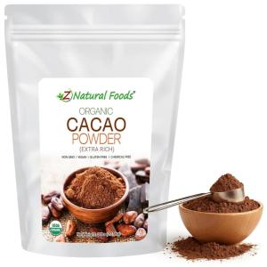 Z Natural Foods Organic Cacao Powder – Unsweetened Nutrient-Dense Superfood for Healthy Aging – Extra-Rich Dark Chocolate Flavor Perfect for Chocolate Recipes, Shakes or Smoothies, 1 lb(5 Pounds)