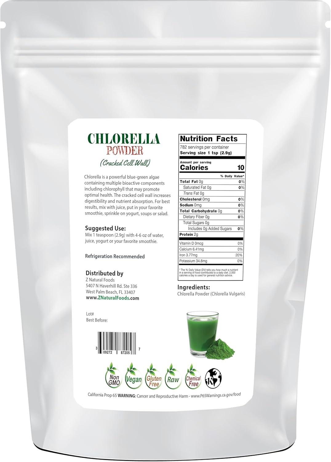 image:imageZ Natural Foods Chlorella Powder Cracked Cell Wall Plant Protein Blue Green Algae Superfood Powder Perfect for Smoothies Drinks Recipes Raw Non GMO Gluten Free Vegan 5 lbsChlorella