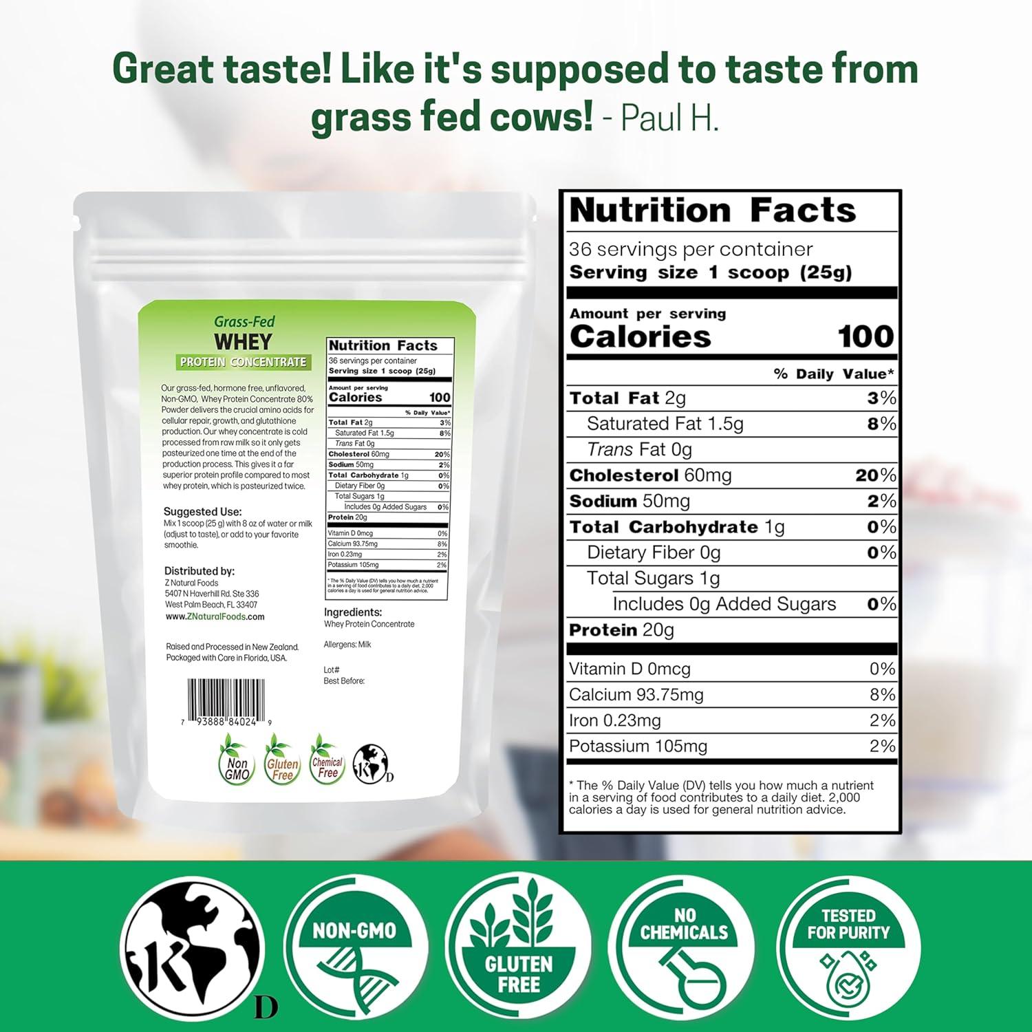 image:imageZ Natural Foods GrassFed Whey Protein Concentrate Clean Whey Protein Powder from New Zealand Cold Processed Pure Whey Protein with Essential Amino Acids for Nutrition amp Fitness Unflavored 5 lbsUnflavored