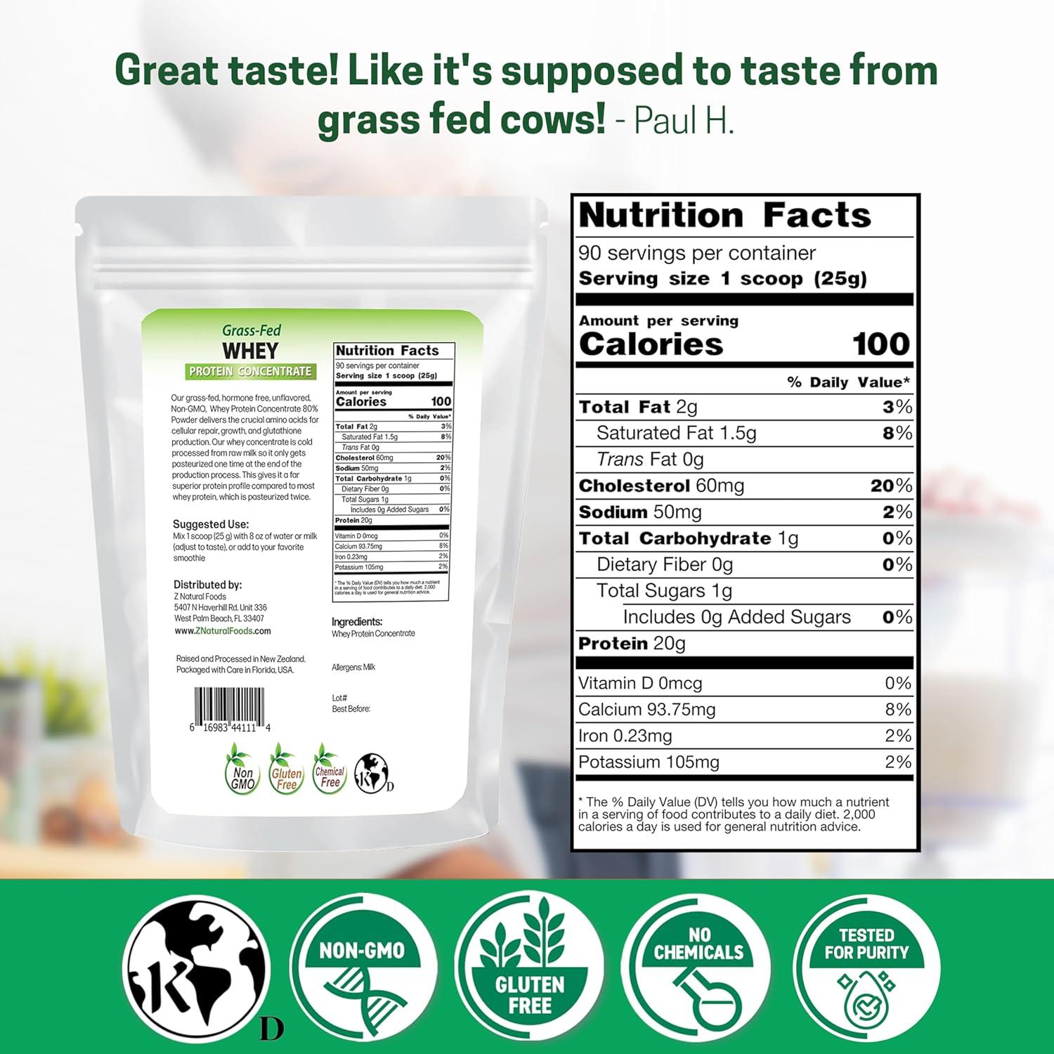 image:imageZ Natural Foods GrassFed Whey Protein Concentrate Clean Whey Protein Powder from New Zealand Cold Processed Pure Whey Protein with Essential Amino Acids for Nutrition amp Fitness Unflavored 5 lbsUnflavored