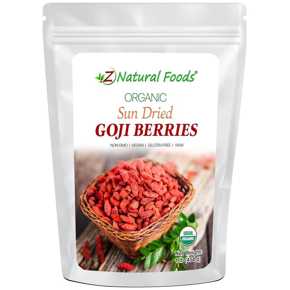 image:imageOrganic Goji Berries Premium Quality Raw Sun Dried Perfect Berry For Snacks Smoothies Cereal Yogurt Baking Salads Recipes Non GMO Vegan Gluten Free 1 lbGoji Berries