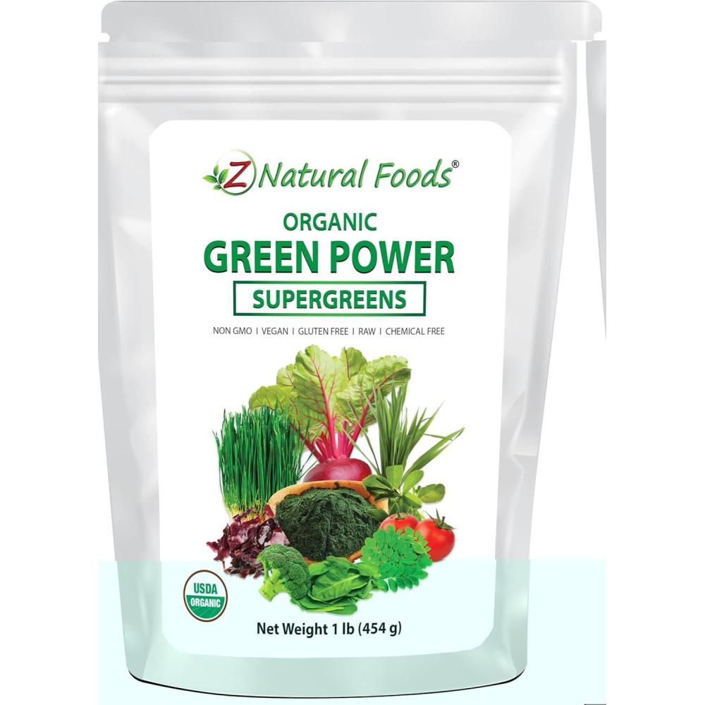 image:imageZ Natural Foods Delicious Greens Powder Tangy and NutrientDense Greens Blend 100 Natural Vegan Gluten Free NonGMO Kosher 1 LbSupergreens