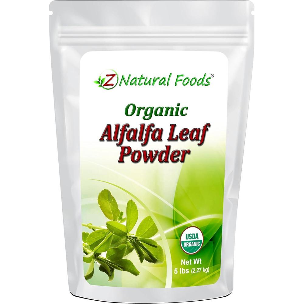 image:imageZ Natural Foods Organic Alfalfa Leaf Powder Green Grass Superfood Powder Mix in Smoothies Drinks Recipes  Raw All Natural Non GMO Vegan Gluten Free 5 lbs80 Ounce Pack of 1