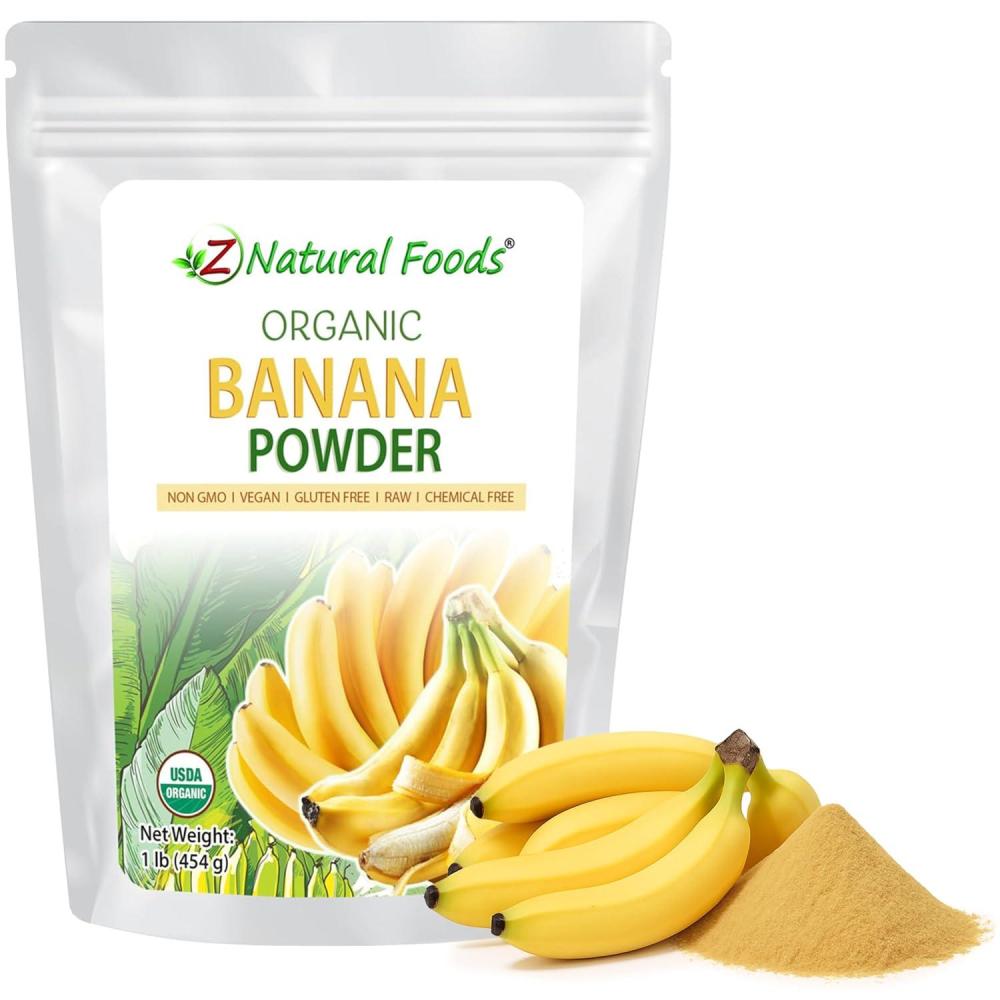 image:imageZ Natural Foods Organic Banana Powder Fiber Supplement for Glowing Skin and Enhanced Immunity Great in Juice Smoothies and Recipes NonGMO Vegan GlutenFree Kosher 5 lbsBanana