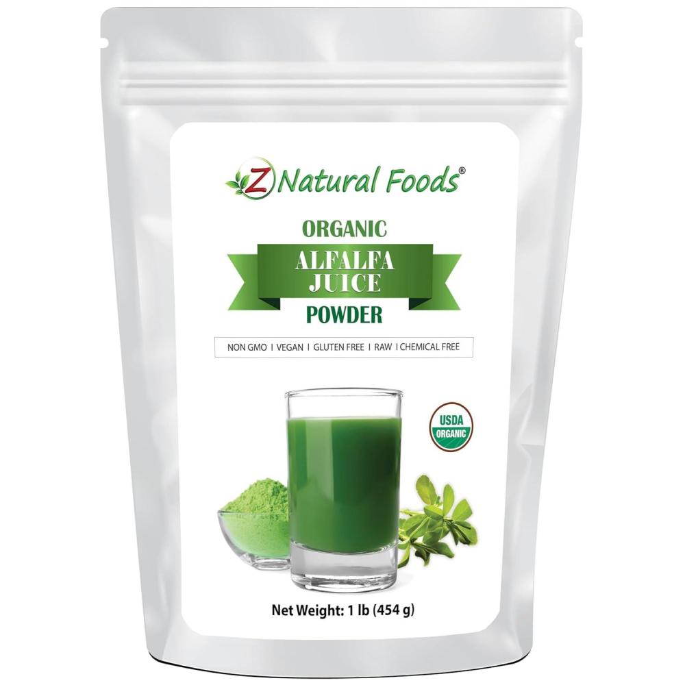 image:imageZ Natural Foods Organic Barley Grass Juice Powder  Made in USA USDA Organic NutrientDense Green Drink Mix for Energy Detox with Amino Acids  Antioxidant Juice Blend for Water Smoothies 1 lbAlfalfa