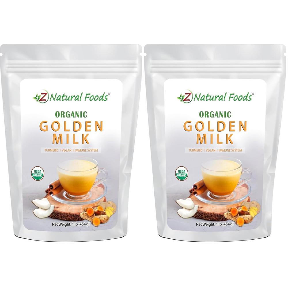 image:imageZ Natural Foods Organic Golden Milk Powder  Turmeric Superfood Blend Mix In Coffee Tea Lattes Smoothies Recipes  Non GMO Vegan Gluten Free  1 lb1 Pound Pack of 2