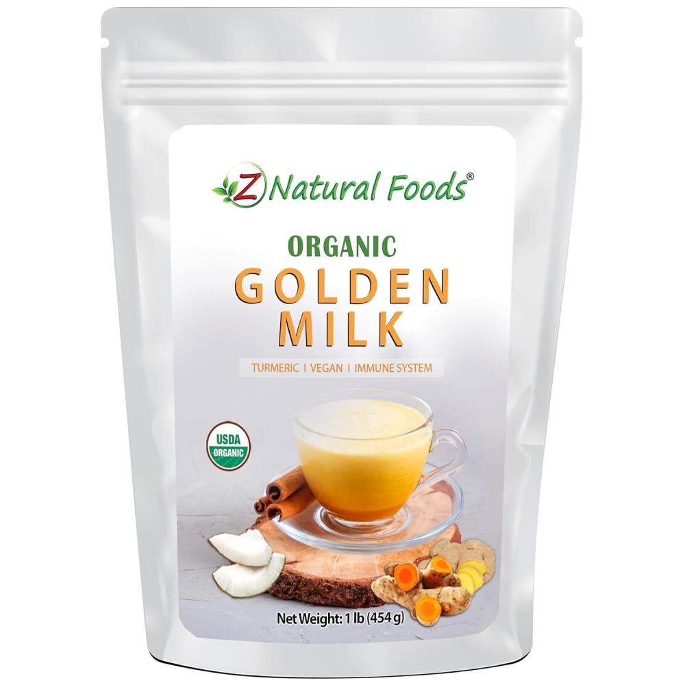 image:imageZ Natural Foods Organic Golden Milk Powder  Turmeric Superfood Blend Mix In Coffee Tea Lattes Smoothies Recipes  Non GMO Vegan Gluten Free  1 lb16 Ounce Pack of 1