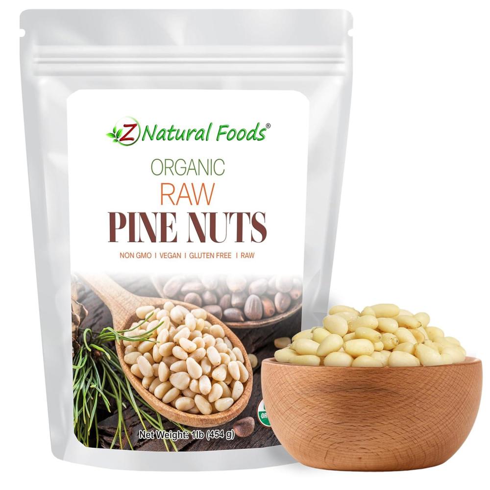 image:imageZ Natural Foods Organic Pine Nuts  Raw NutrientDense Superfood Packed in Airtight Foil Pouches  Pure Pine Nut for Pesto Trail Mix Salad amp Recipes  Vegan GlutenFree KetoFriendly Snacks 1 lbOrganic Pine Nuts