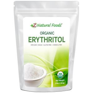 Organic Erythritol – Zero Calorie Alternative Sweetener – Low Glycemic Sugar Substitute – Great for Coffee, Tea, Drinks, Shakes, Cooking & Baking Recipes – Vegan, Non GMO & Gluten Free – 1 lb(3 Pounds)