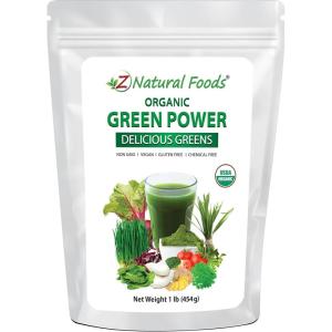 Z Natural Foods Delicious Greens Powder, Tangy and Nutrient-Dense Greens Blend, 100% Natural, Vegan, Gluten Free, Non-GMO, Kosher, 1 Lb(Delicious Greens)