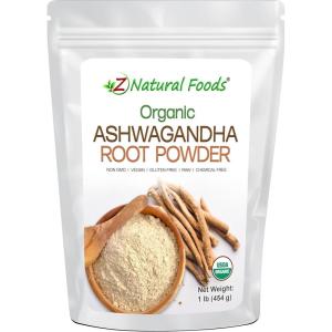 Z Natural Foods Organic Ashwagandha Root Powder Make Your Own Capsules & Pills – 100% Pure, Raw, Chemical Free, Non-GMO – 167 Servings (1 lb)(1.0 Pounds)