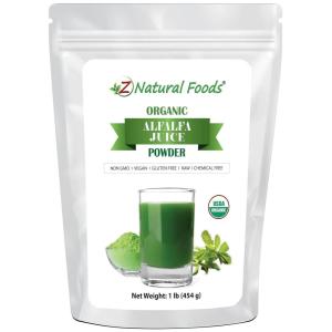Z Natural Foods Organic Barley Grass Juice Powder – Made in USA, USDA Organic Nutrient-Dense Green Drink Mix for Energy, Detox with Amino Acids – Antioxidant Juice Blend for Water, Smoothies, 1 lb(Alfalfa)