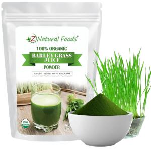 Z Natural Foods Organic Barley Grass Juice Powder – Made in USA, USDA Organic Nutrient-Dense Green Drink Mix for Energy, Detox with Amino Acids – Antioxidant Juice Blend for Water, Smoothies, 1 lb(Barley Grass)