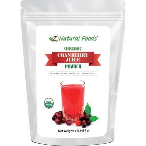 Z Natural Foods Organic Black Currant Juice Powder, Superfood Berry Supplement, Mix In Smoothies, Shakes, Tea, Cooking & Baking Recipes, Non GMO, Gluten Free, Vegan, Kosher, 1 lb(Cranberry Juice)