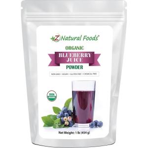 Z Natural Foods Organic Black Currant Juice Powder, Superfood Berry Supplement, Mix In Smoothies, Shakes, Tea, Cooking & Baking Recipes, Non GMO, Gluten Free, Vegan, Kosher, 1 lb(Blueberry Juice)