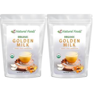 Z Natural Foods Organic Golden Milk Powder – Turmeric Superfood Blend, Mix In Coffee, Tea, Lattes, Smoothies Recipes – Non GMO, Vegan, Gluten Free – 1 lb(1 Pound (Pack of 2))
