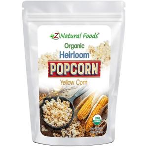 Z Natural Foods Organic Heirloom Popcorn Kernels, Yellow Corn, Healthy Snack with Low Calorie and High Fiber Content, Perfect for Movie Night, All Natural, Vegan, Non GMO, Gluten Free, 2 lbs(2.0 Pounds)
