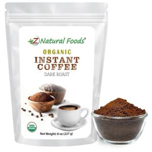 Z Natural Foods Organic Instant Coffee Powder – Rich Dark Roast Flavor, Arabica Instant Espresso Powder with Antioxidants to Boost Energy, Mood & Focus – Gourmet Coffee in Resealable Bag, 8 oz(8 ounces)