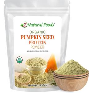 Z Natural Foods Organic Pumpkin Seed Protein Powder – Nutrient-Dense Fiber Supplement, Vegan Pumpkin Protein Powder for Hair Skin Nails Muscle Health – Ideal for Smoothies Shake Baking Recipes, 1 lb(Pumpkin Seeds)