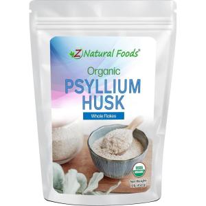 Z Natural Foods Organic Whole Psyllium Husk Flakes – Organic Plant-Based Fiber for Smoothies, Shakes & Low-Carb Baking – Non-GMO, Vegan, Gluten-Free, Kosher, 1 lb